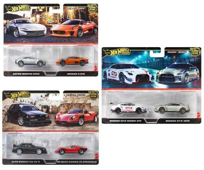 Set de 2 mașinuțe Mattel Hot Wheels Premium Car Culture, diverse modele, scara 1:64