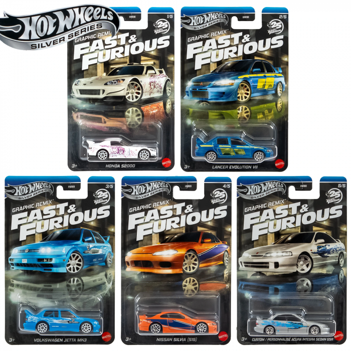 Mașinuță Mattel Hot Wheels Fast & Furious Graphic Remix, diverse modele, scara 1:64