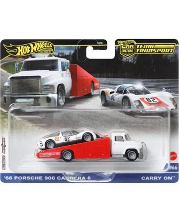 Set de vehicule Mattel Hot Wheels Team Transport, ’66 Porsche 906 Carrera 6 #66