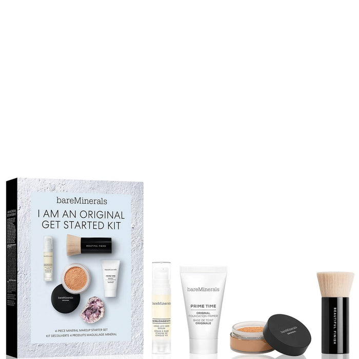 Set primer și pudră BareMinerals I Am An Original, Golden Tan, 15 ml + 2 g + pensulă