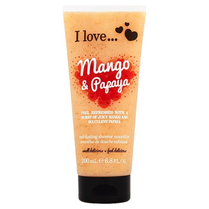 Gel de duș exfoliant I Love Originals Mango & Papaya, pentru toate tipurile de piele, 200 ml