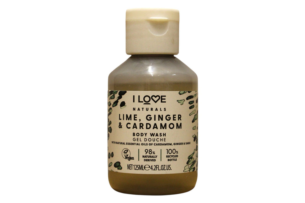 Gel de duș I Love Naturals Collection Lime, Ginger & Cardamom, hidratant, pentru toate tipurile de piele, 125 ml