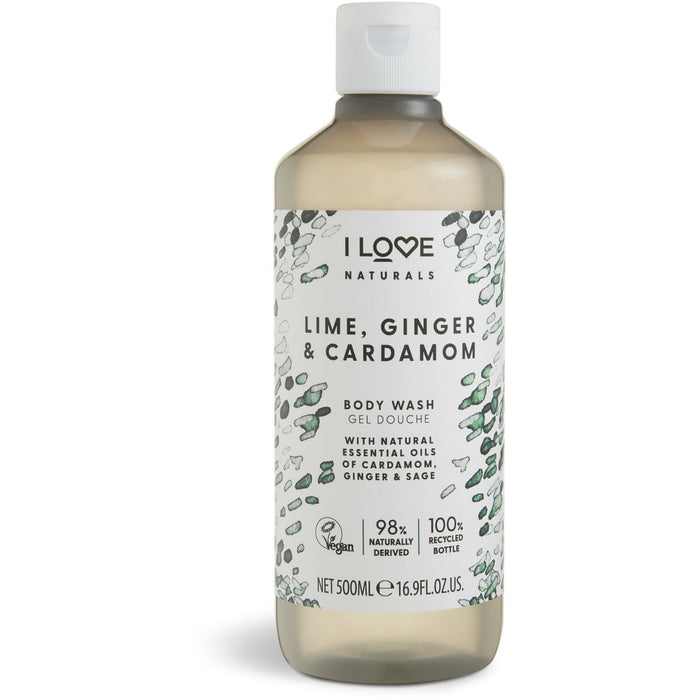 Gel de duș I Love Naturals Collection, cu lămâie verde, ghimbir și cardamom, vegan, 500 ml