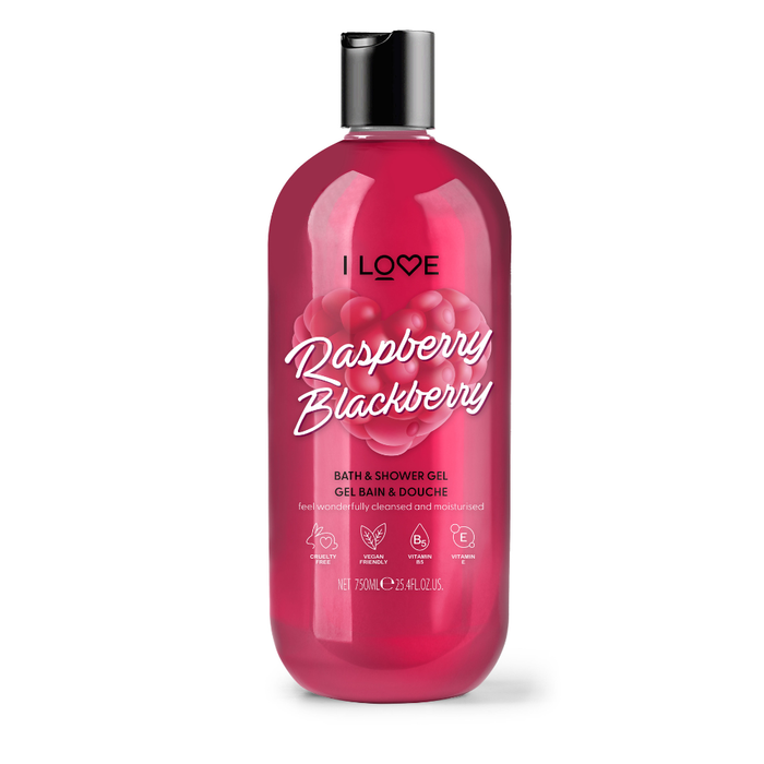 Gel de duș I Love Raspberry & Blackberry, hidratant, pentru toate tipurile de piele, 750 ml