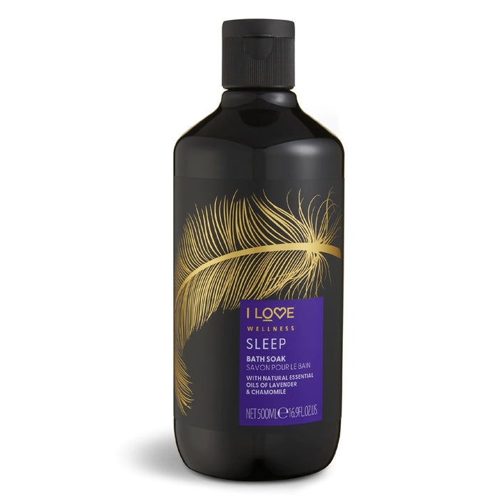 Sare de baie I Love Wellness Sleep, cu uleiuri esențiale de mușețel și lavandă, hrănitoare și hidratantă, 500 ml