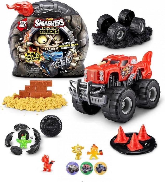 Set de joacă Zuru Smashers Monster Trucks, mașinuță surpriză, 26 de piese