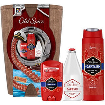 Set Îngrijire Corp Old Spice Captain, 3 produse (Deodorant antitranspirant, Balsam corp, Gel de duș 3in1), 185g, Ambalaj tematic marin