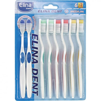 Periuță de dinți, Elina, set 8 bucăți, medium