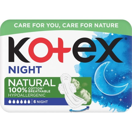 Absorbante igienice Kotex Natural Night, 6 bucăți