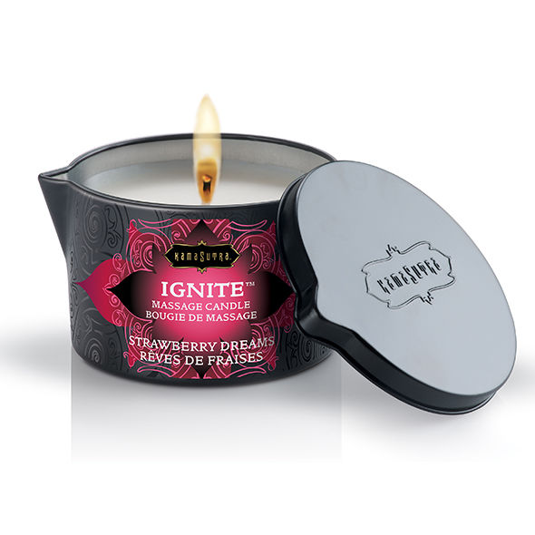 Lumânare de masaj, Kama Sutra, Strawberry Dreams, 170 g, roșu