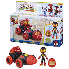 Mașinuță Hasbro Spidey și prietenii uimitori, Miles Morales cu mașină, figurină inclusă, 3+ ani