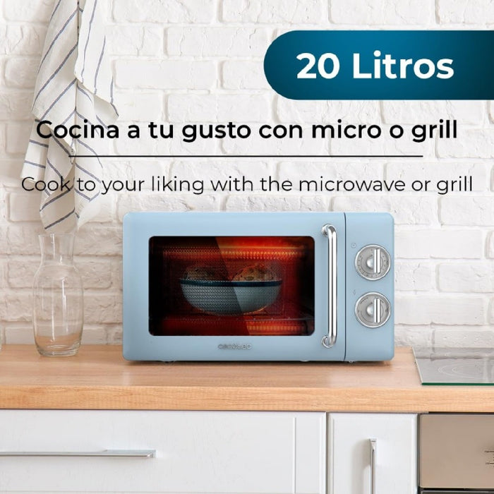 Resigilat: Cuptor microunde Cecotec ProClean 3110 Retro, albastru, 20l, grill