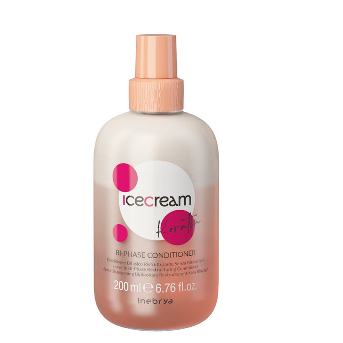 Balsam de păr fără clătire Inebrya Ice Cream Keratin, bifazic, restructurant, 200 ml
