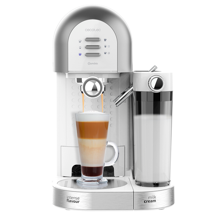 Espressor semiautomat Cecotec Cumbia Power Instant-ccino 20 Chic Serie Bianca, 1470 W, 20 bar, rezervor 1,7 l, alb