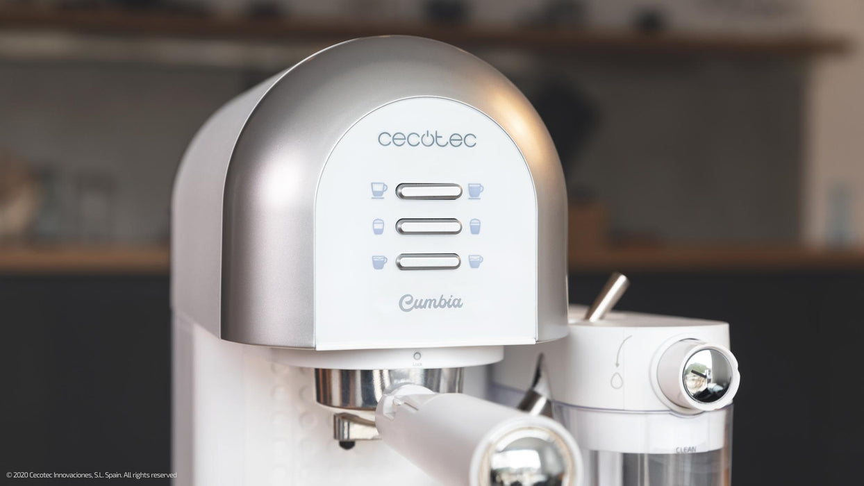Espressor semiautomat Cecotec Cumbia Power Instant-ccino 20 Chic Serie Bianca, 1470 W, 20 bar, rezervor 1,7 l, alb