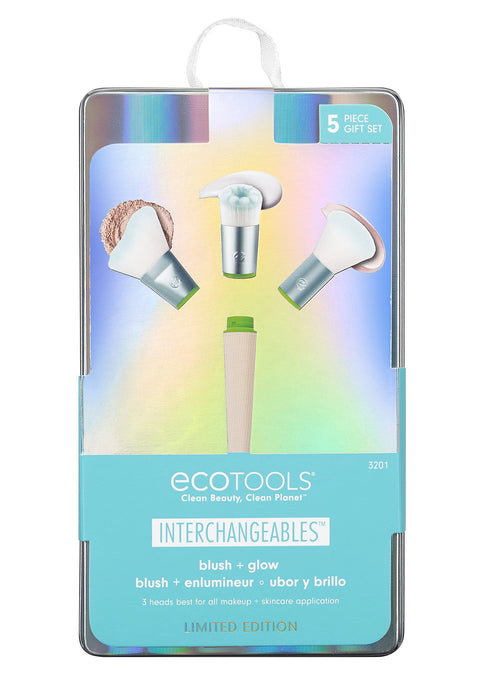 Set pensule de machiaj EcoTools Interchangeables, pentru fond de ten și fard de obraz, 5 piese