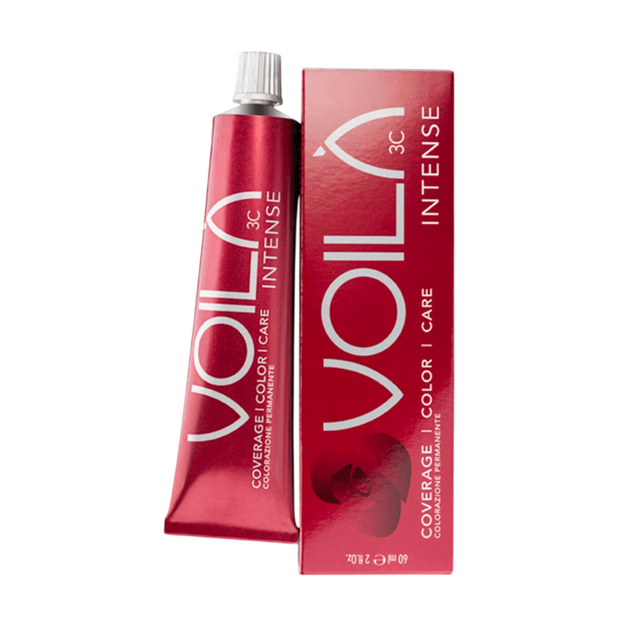 Vopsea permanentă de păr Intercosmo Voila 3C Intense, nuanța 5.45 Light Brown Copper Mahogany, 60 ml