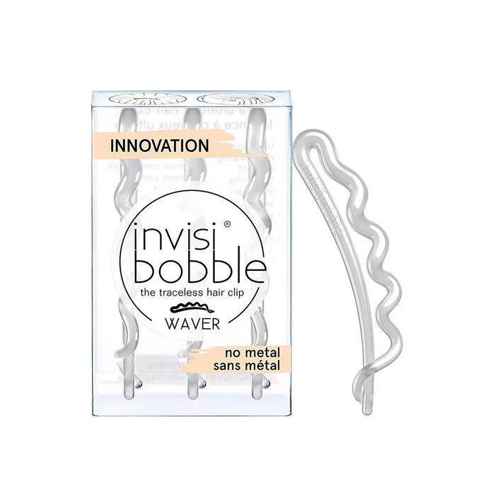 Set 3 cleme de păr InvisiBobble Waves, fără metal, cristal clar