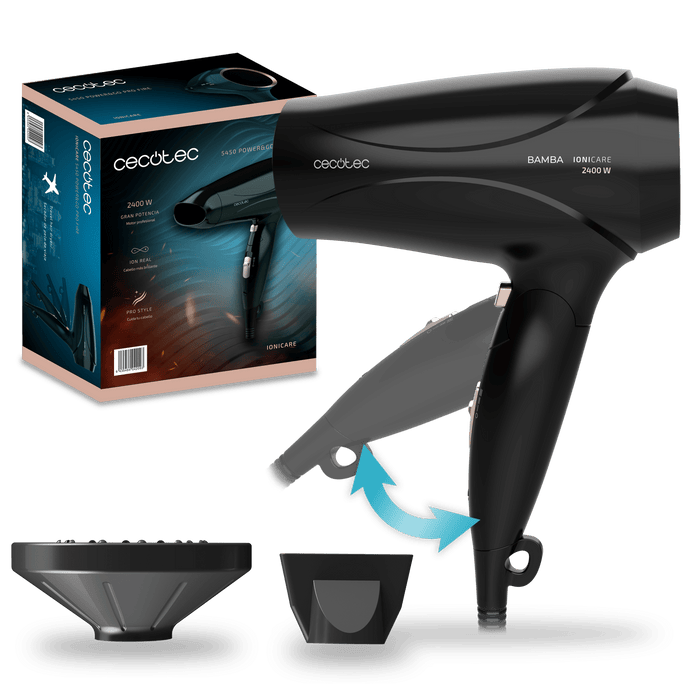 Uscător de păr de călătorie Cecotec IoniCare 5450 Power&Go Pro Fire, 2400 W, funcție de ionizare, mâner pliabil