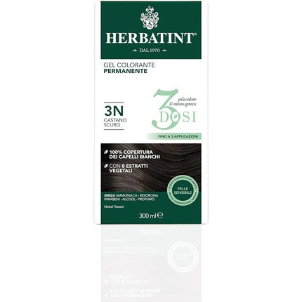 Colorant păr permanent Herbatint 3N Castaniu, 300ml