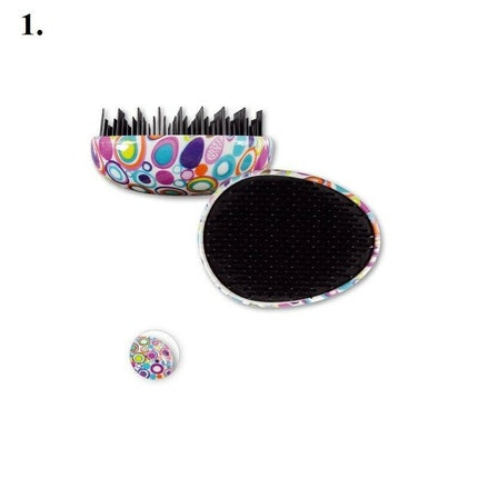 Perie De Păr Detangling Top Choice, Design Cerculețe Multicolore, Plastic
