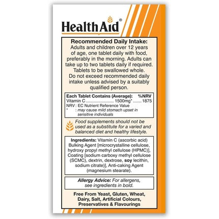 Vitamina C 1500mg cu eliberare prelungită - 100 tablete vegane