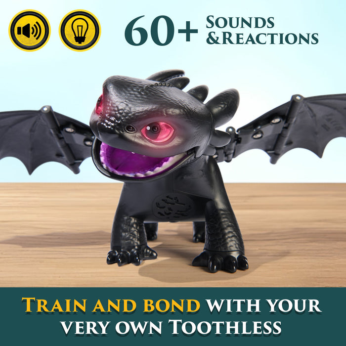 Figurină interactivă SpinMaster Dragonii Toothless, peste 60 de sunete și reacții, 4+ ani