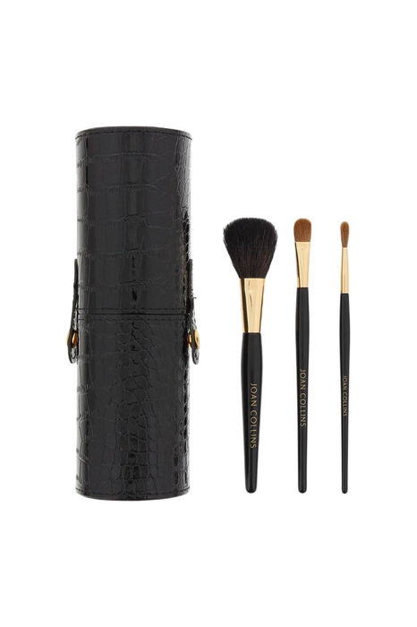 Set de pensule de machiaj Joan Collins Good To Go Brush Caddy, cu etui, 3 buc