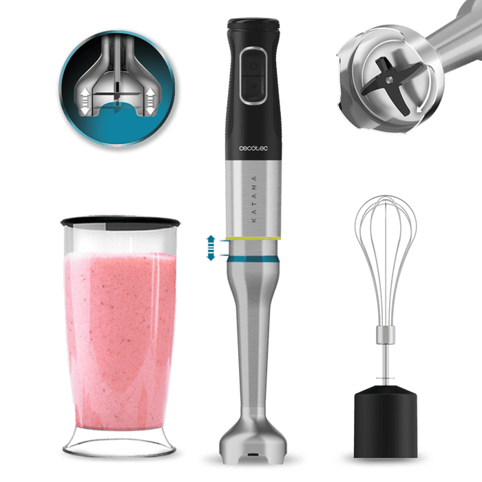 Blender de mână Cecotec Katana 12 Cream B, 1200 W, 21 de trepte, recipient 800 ml, negru