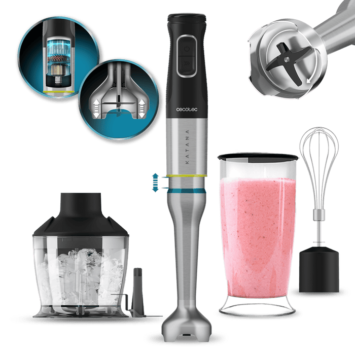Blender de mână Cecotec Katana 15 Chop B, 1500 W, 21 de trepte, negru/gri
