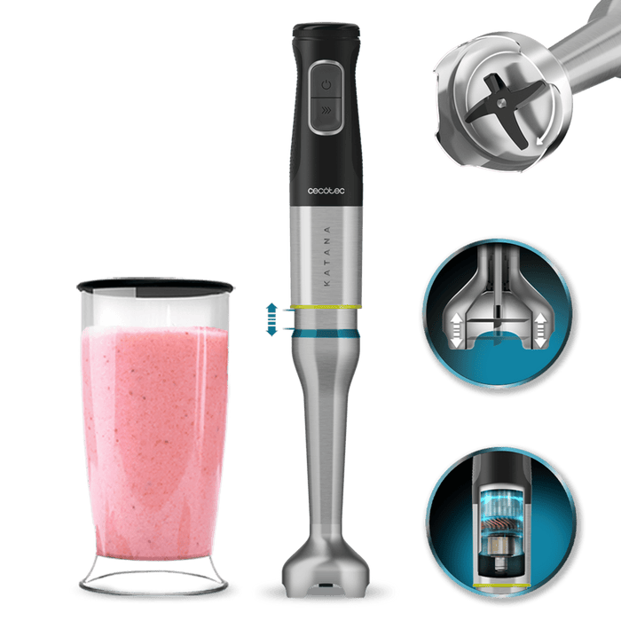 Blender vertical Cecotec Katana 15 Jar D, 1500 W, 21 de trepte, recipient de 800 ml, gri