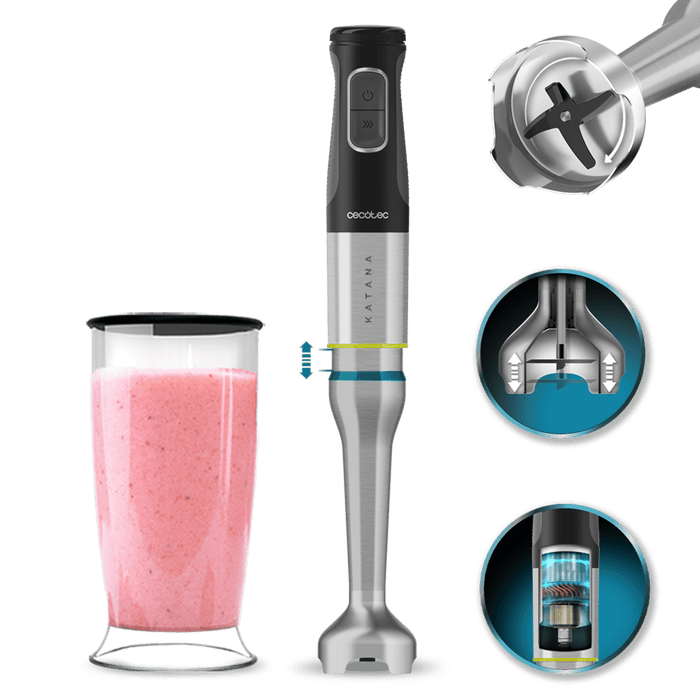 Blender vertical Cecotec Katana 15 Jar G, 1500 W, vas de 800 ml, 21 de viteze, negru/gri