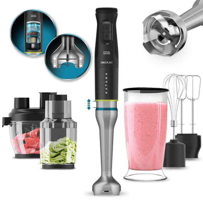 Blender de mână Cecotec Katana 15 TotalDestroy Full B, 1500 W, 21 trepte, culoare oțel