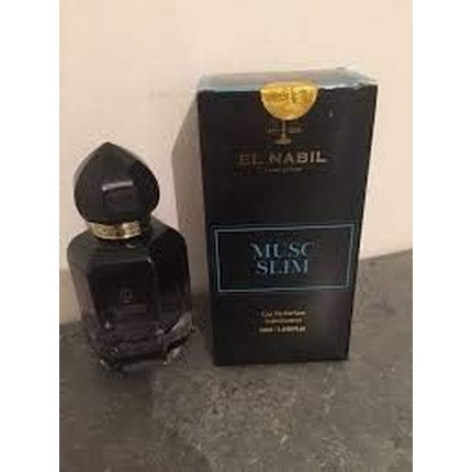 Eau de Parfum El Nabil Musc Slim, sticlă neagră, capac conic, 50ml