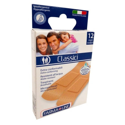 Plasturi clasici Farmaline, Cer3369a, 12 buc, Midi, Hipoalergenici