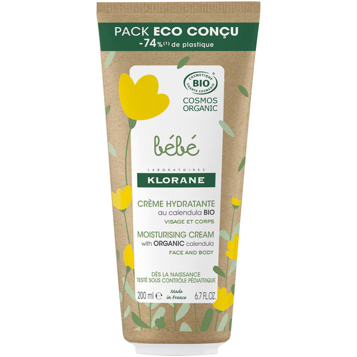 Cremă hidratantă Klorane Bébé, față și corp, cu gălbenele bio, 200 ml