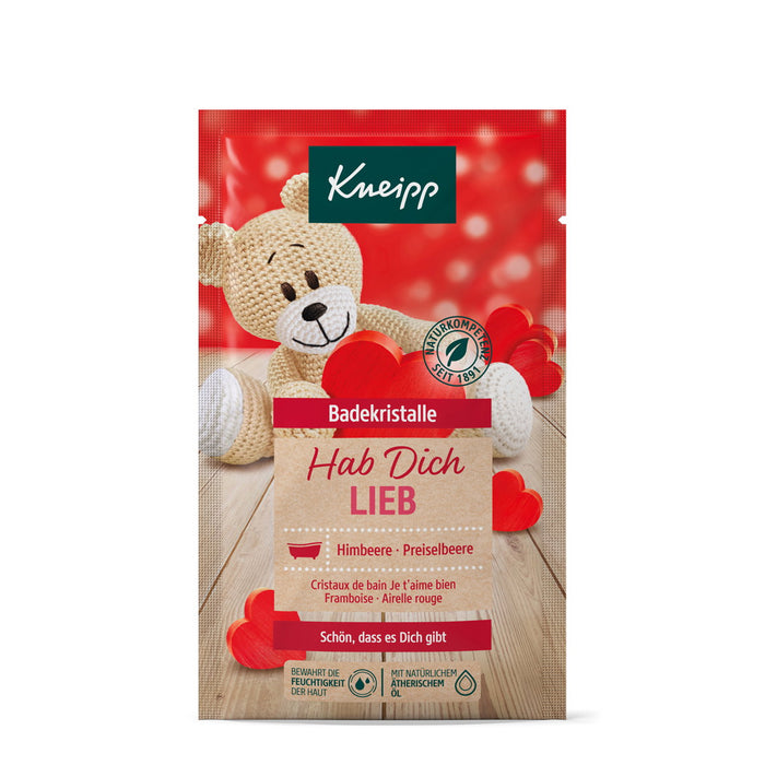 Sare de baie Kneipp I Love You, relaxantă, cu aromă de zmeură și merișor, 60 g