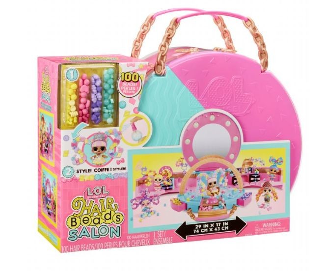 Set de joacă cu păpușă MGA L.O.L. Surprise! Hair Beads Salon, 100 de mărgele, 74 × 43 cm