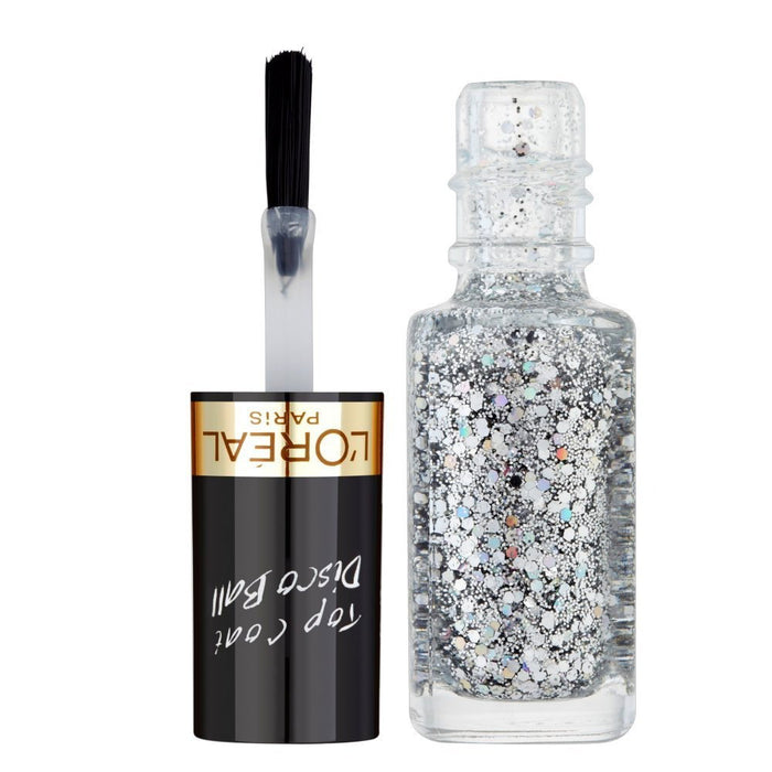 Lac de unghii L'Oreal Paris Color Riche Les Top Coats, nuanța 922 Disco Ball, top coat cu glitter, 5 ml