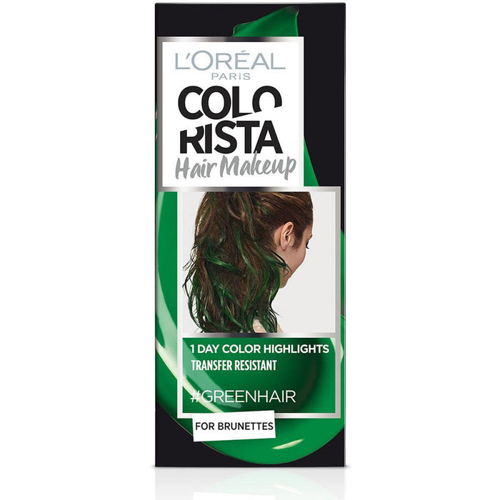 Vopsea temporară de păr L'Oreal Paris Colorista Hair Makeup, nuanța #GREENHAIR, pentru păr brunet, 30 ml