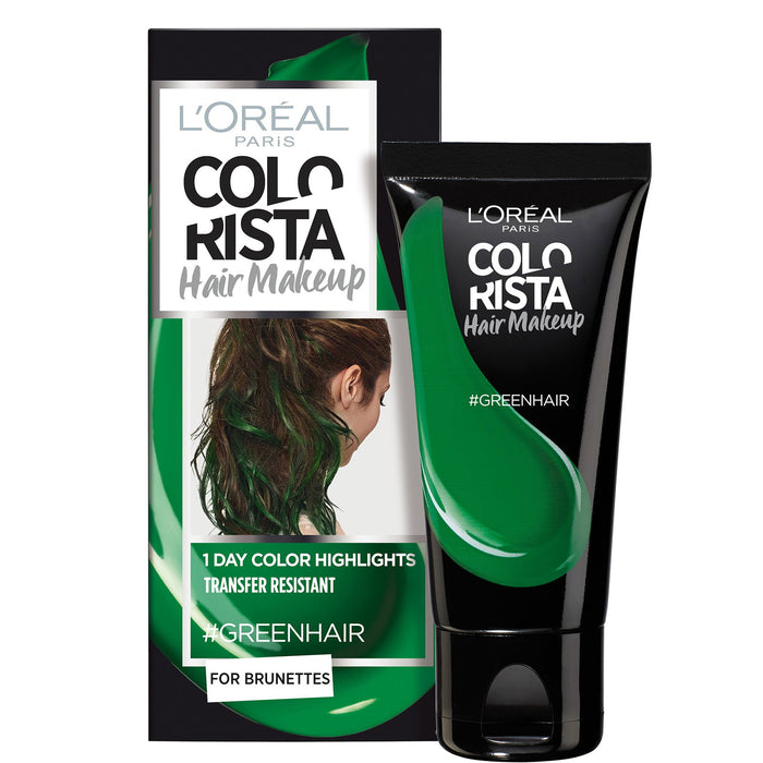 Vopsea temporară de păr L'Oreal Paris Colorista Hair Makeup, nuanța #GREENHAIR, pentru păr brunet, 30 ml