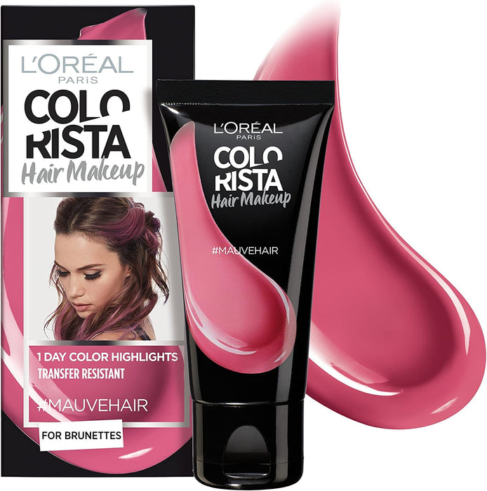Vopsea temporară de păr L'Oréal Paris Colorista Hair Makeup, nuanța #MAUVEHAIR, efect pentru o zi, 30 ml