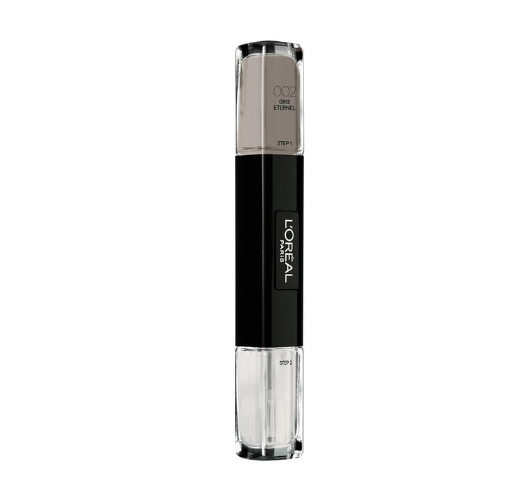 Ojă de unghii 2-în-1 L'Oreal Paris Infallible, nuanța 002 Gri Etern, 2 x 5 ml