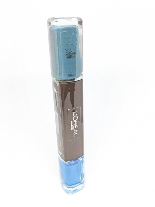 Ojă de unghii 2-în-1 L'Oreal Paris Infallible, nuanța 007 Ocean Infinit, 2 x 5 ml