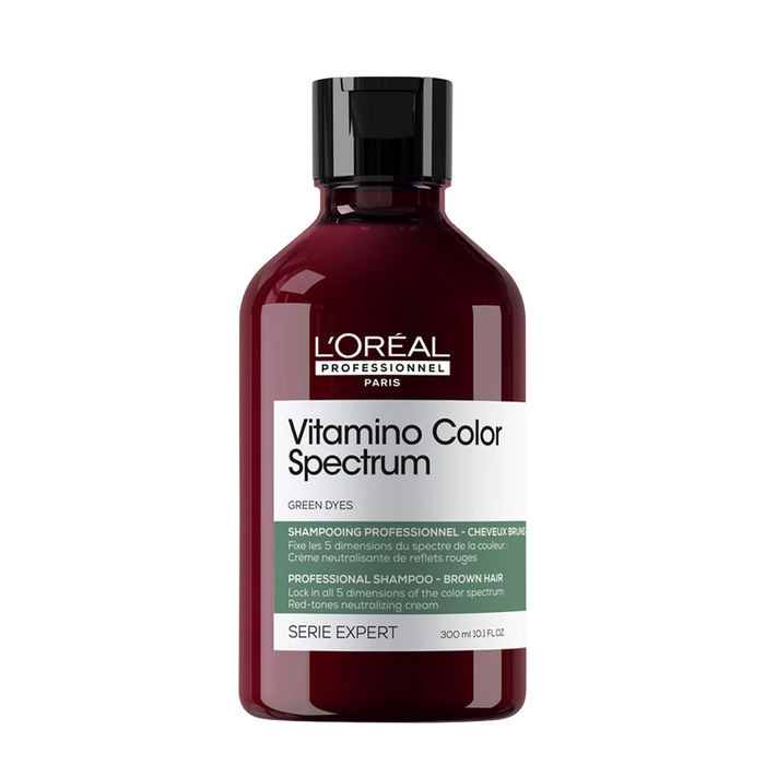 Șampon L'Oréal Professionnel Vitamino Color Spectrum Green, pentru neutralizarea tonurilor roșii, pentru păr brun, 300 ml