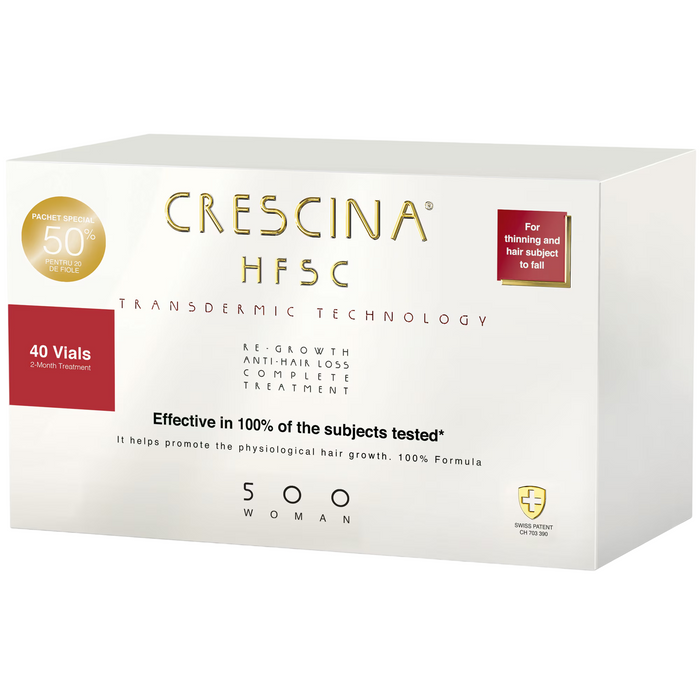 Ser tratament pentru scalp Labo Cosprophar Suisse Crescina Transdermic HFSC 500, pentru stimularea creșterii, 40 fiole x 3,5 ml