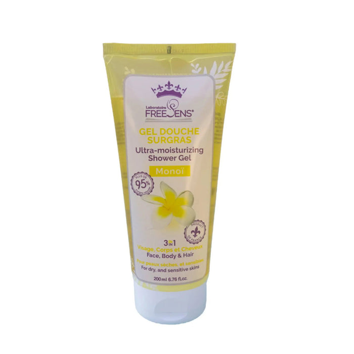 Gel de duș Laboratoire Freesens Monoi, pentru față, corp și păr, pentru piele uscată și sensibilă, 200 ml