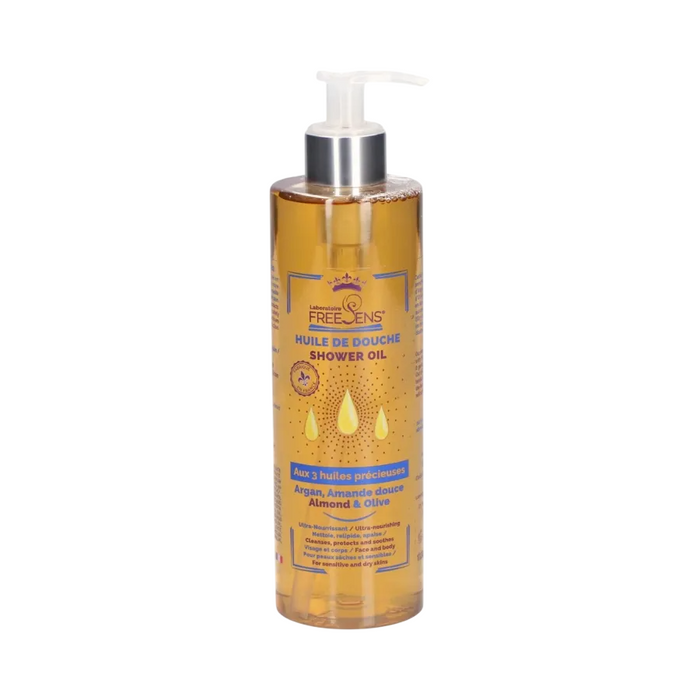 Ulei de duș Laboratoire Freesens Freesens, cu uleiuri de argan, migdale dulci și măsline, pentru toate tipurile de piele, 400 ml