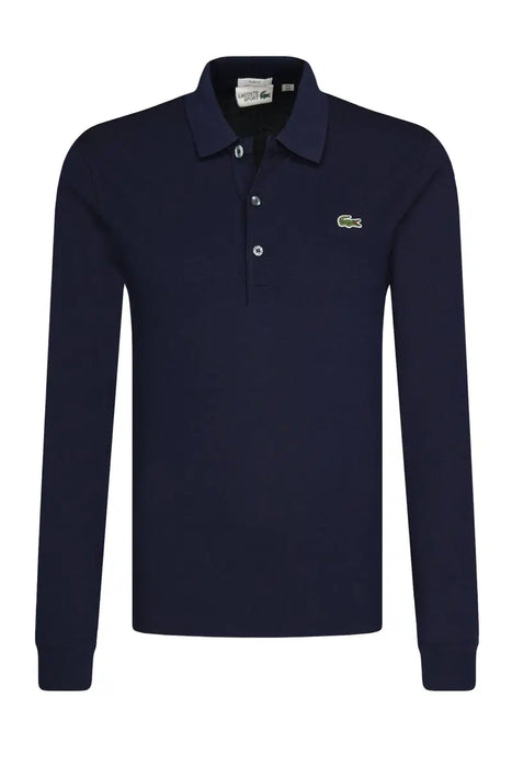 Tricou polo Lacoste, Slim Fit, mânecă lungă, bleumarin