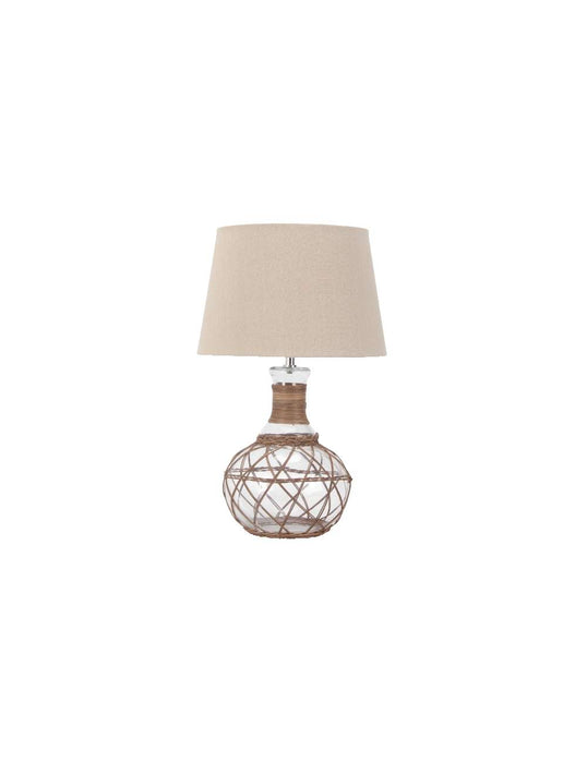 Lampă de masă GBC Beverly, design elegant din sticlă cu abajur textil, iluminat decorativ rafinat